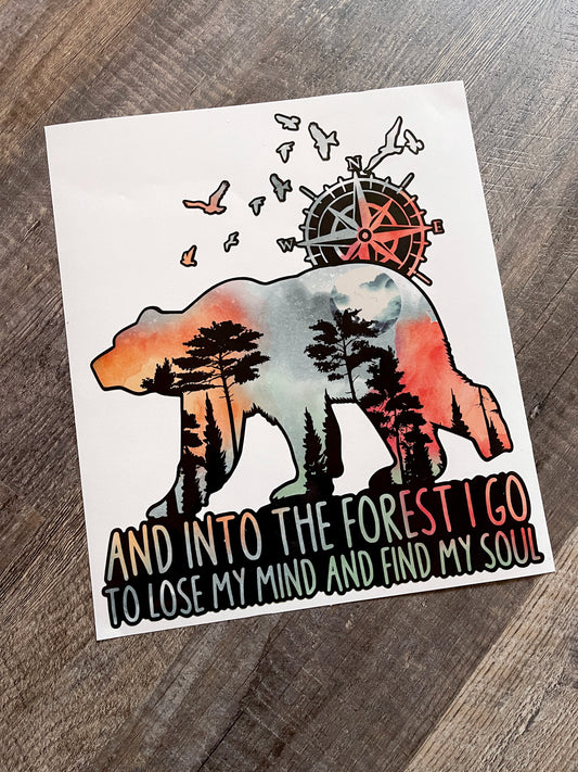 Bear Decal | And Into The Forest I Go Decal | Find My Soul Decal | Explore Decal | Outdoor Lover | Adventure Lover | Traveler | Gift